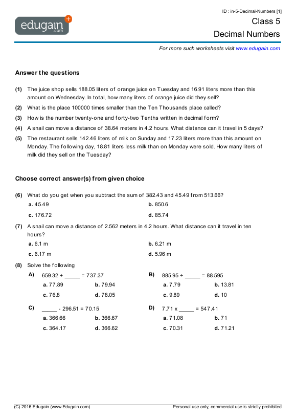 Decimal Numbers