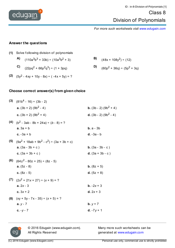 Division of Polynomials